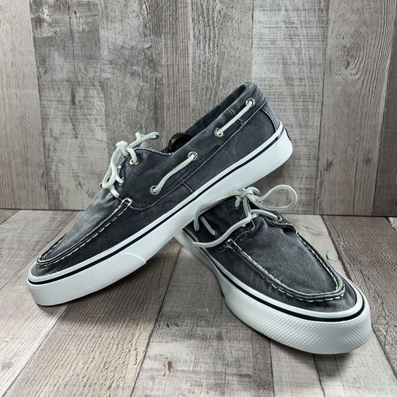 Sperry Men's Bahama II Boat Shoes Sneakers Canvas Denim Salt Washed Gray Size 9 - Picture 2 of 12